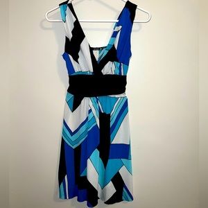 star vixen Color Block Geometric Sleeveless V-neck Dress Lightweight Knee Length